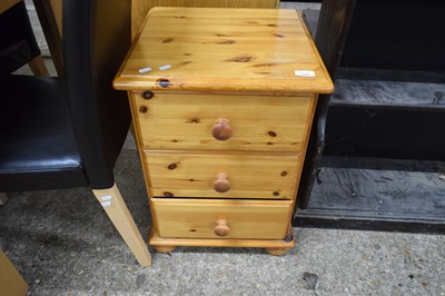 Lot 359 - MODERN PINE THREE DRAWER BEDSIDE CABINET, 44CM...