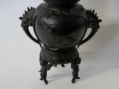 Lot 288 - Japanese bronze incense burner and cover,...