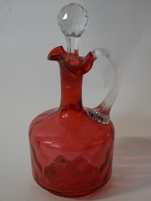 Lot 296 - 19th century cranberry glass decanter with...