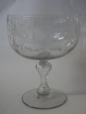 Lot 301 - Large glass bowl or centrepiece with engraved...