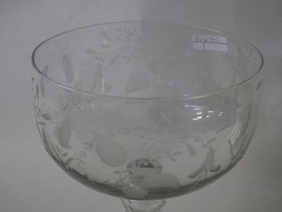 Lot 301 - Large glass bowl or centrepiece with engraved...