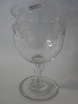 Lot 302 - Large glass chalice type vase with engraved...
