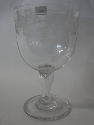 Lot 302 - Large glass chalice type vase with engraved...