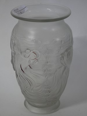 Lot 306 - Art glass vase decorated in relief with fish,...