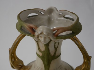 Lot 307 - Single Royal Dux vase in Art Nouveau style...