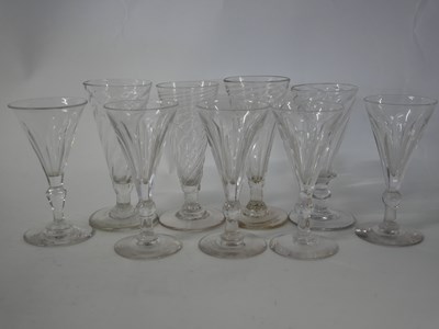 Lot 324 - Group of nine 19th century cordial glasses,...