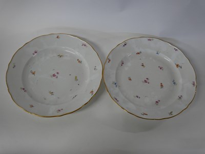 Lot 328 - Pair of Continental porcelain large chargers...