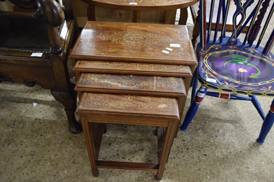 Lot 370 - NEST OF FOUR HARDWOOD OCCASIONAL TABLES WITH...