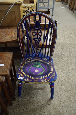 Lot 371 - BARGEWARE PAINTED STICK BACK CHAIR DECORATED...