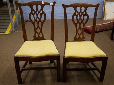 Lot 456 - Pair of Georgian mahogany dining chairs with...