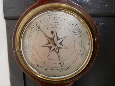 Lot 481 - George III mahogany cased barometer with...