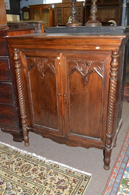 Lot 445 - Late 19th century mahogany two-door cabinet,...