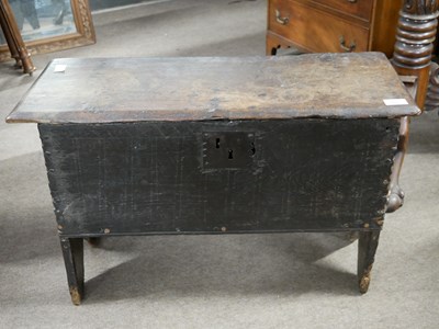 Lot 499 - Small 17th century oak coffer of plain form,...