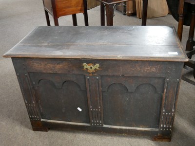 Lot 503 - Small 18th century oak coffer of plain form...