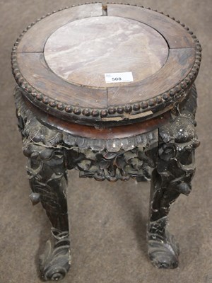 Lot 508 - Small Chinese hardwood and marble top four...