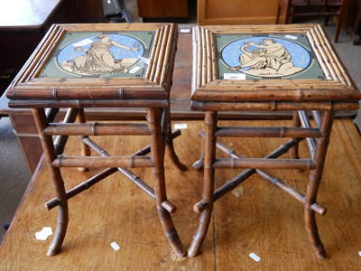 Lot 560 - Pair of Victorian bamboo framed and tile...