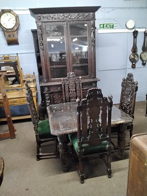 Lot 562 - Large Victorian Gothic carved oak bookcase...