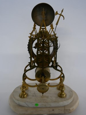 Lot 351 - Skeleton clock mounted on a marble type base