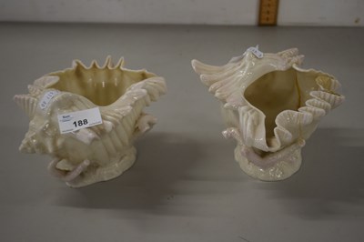 Lot 188 - Pair of Belleek black mark bowls with a...