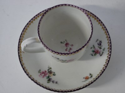 Lot 380 - Chelsea Derby cup and saucer with floral sprays