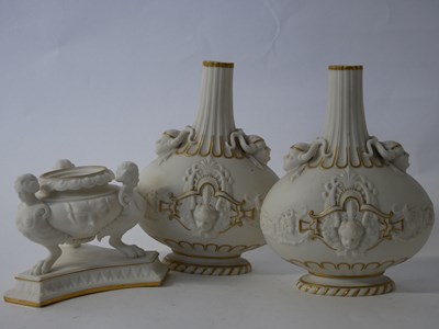 Lot 386 - Pair of 19th century Parian ware vases,...