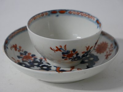 Lot 405 - Lowestoft porcelain tea bowl and saucer...