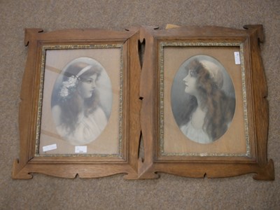 Lot 594 - Pair of late Victorian coloured portrait...