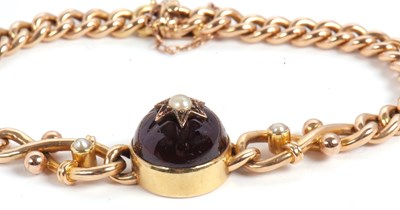 Lot 323 - A late 19th century 15ct garnet bracelet, set...