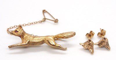 Lot 106 - A fox brooch and fox mask earrings: the...