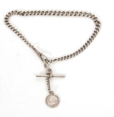 Lot 421 - A silver Albert chain hallmarked on the T bar...