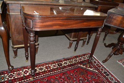 Lot 416 - Georgian mahogany tea table of D-shaped form,...