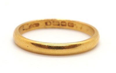 Lot 164 - A 22ct wedding band, hallmarked Birmingham...