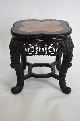 Lot 302 - Chinese hardwood marble inset jardiniere stand