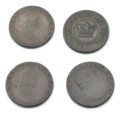 Lot 112 - Three worn 1797 George III Copper pennies...