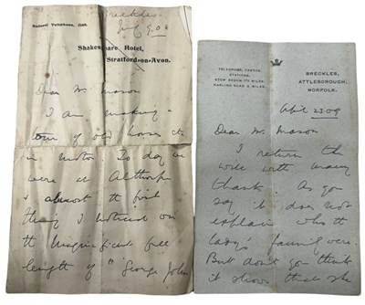 Lot 482 - Two Letters from Duleep Singh dated 1908/09