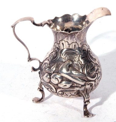 Lot 198 - George II silver cream jug of baluster form...