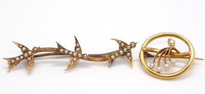 Lot 97 - A 15ct seed pearl brooch and another, the...