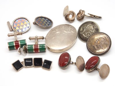 Lot 175 - A quantity of silver cufflinks and jewellery:...