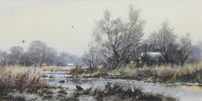 Lot 629 - Colin Burns (b.1944), Winter river landscape...