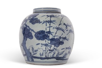 Lot 148 - A large Chinese porcelain jar and cover, Qing...