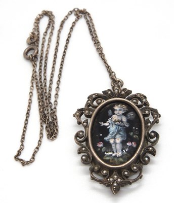 Lot 130 - A Victorian enamel and seed pearl locket, the...