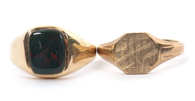 Lot 130 - Two 9ct rings: to include a 9ct bloodstone...