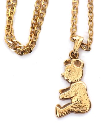 Lot 203 - A 9ct teddy bear pendant and chain, the teddy...