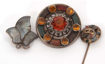 Lot 244 - Three agate brooches: to include an agate...