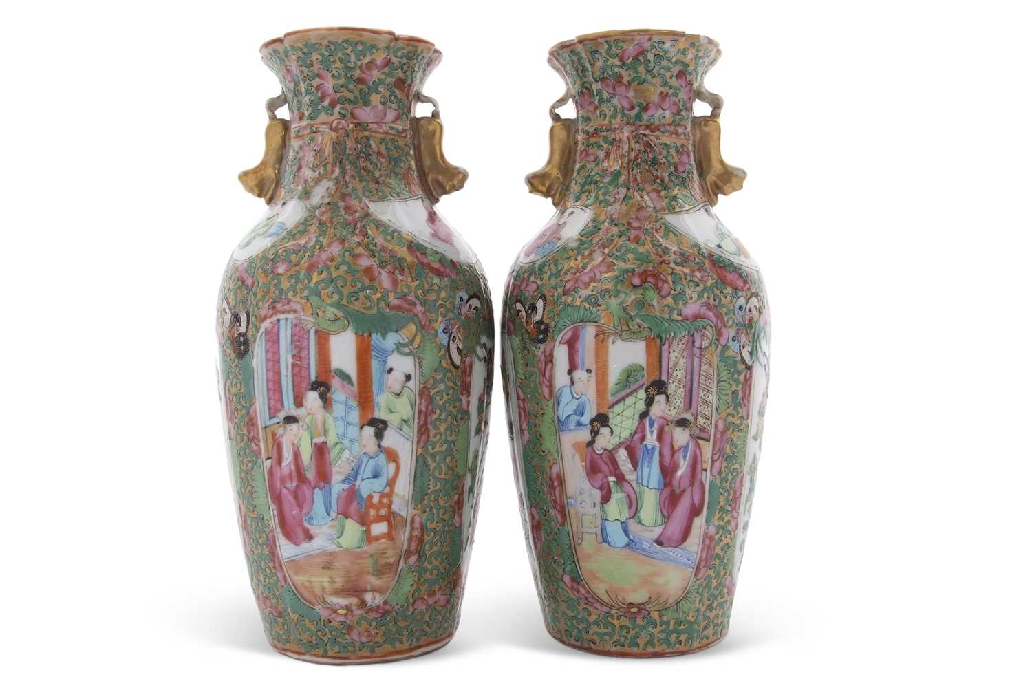 Lot 130 - A pair of 19th Century Famille Rose Vases with...