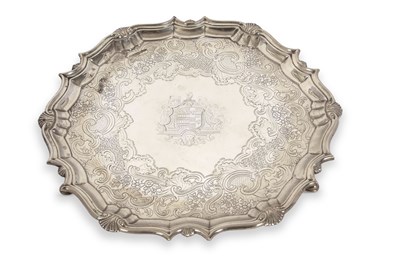 Lot 262 - A George III silver salver of circular form,...