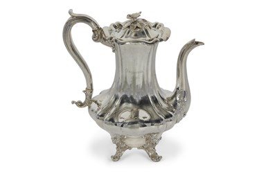 Lot 264 - A Victorian silver coffee pot of lobed...