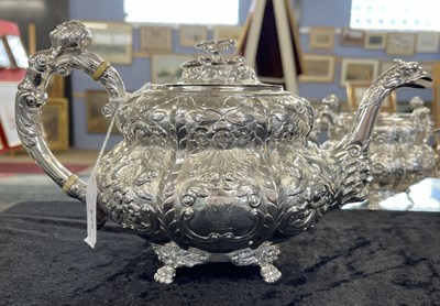 Lot 274 - An Irish silver three piece tea service...