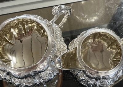 Lot 274 - An Irish silver three piece tea service...