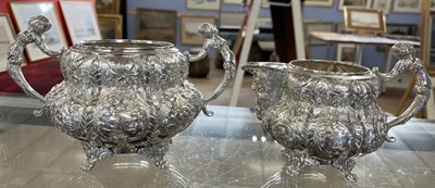 Lot 274 - An Irish silver three piece tea service...